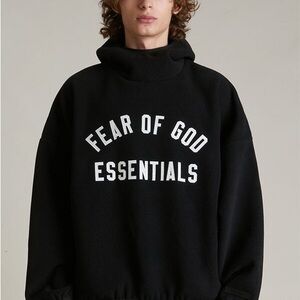 Fear of God Essentials brushed yarn ho black hoodie